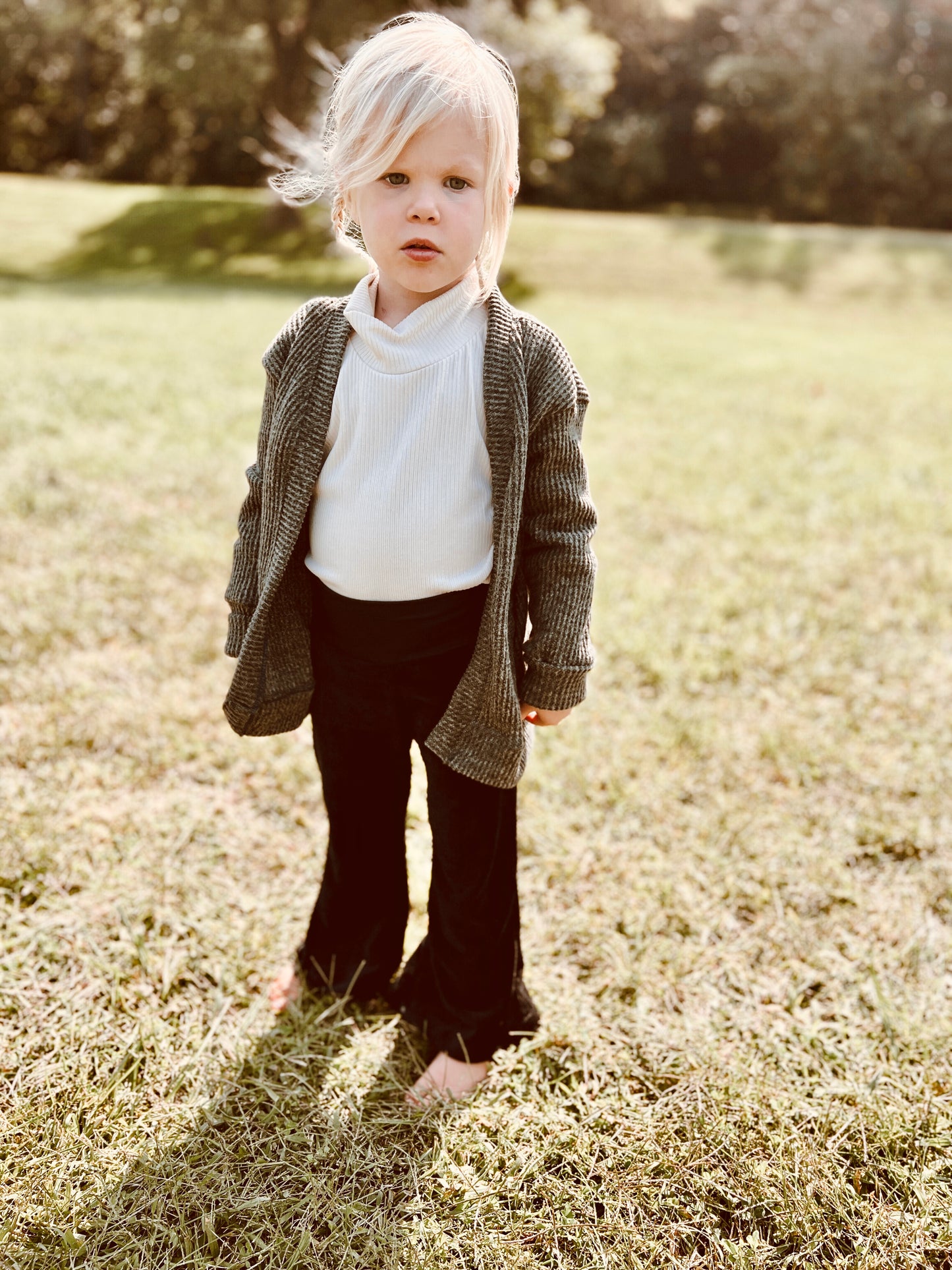 Made to Order Olive Waffle Grow with Me Cardigan