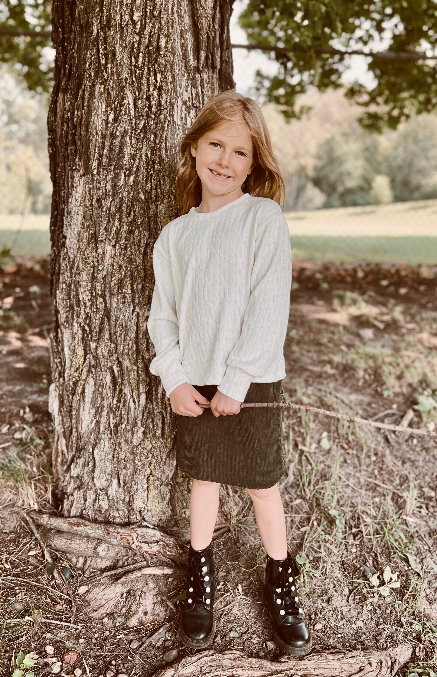Made to Order Olive Corduroy Midi Skirt