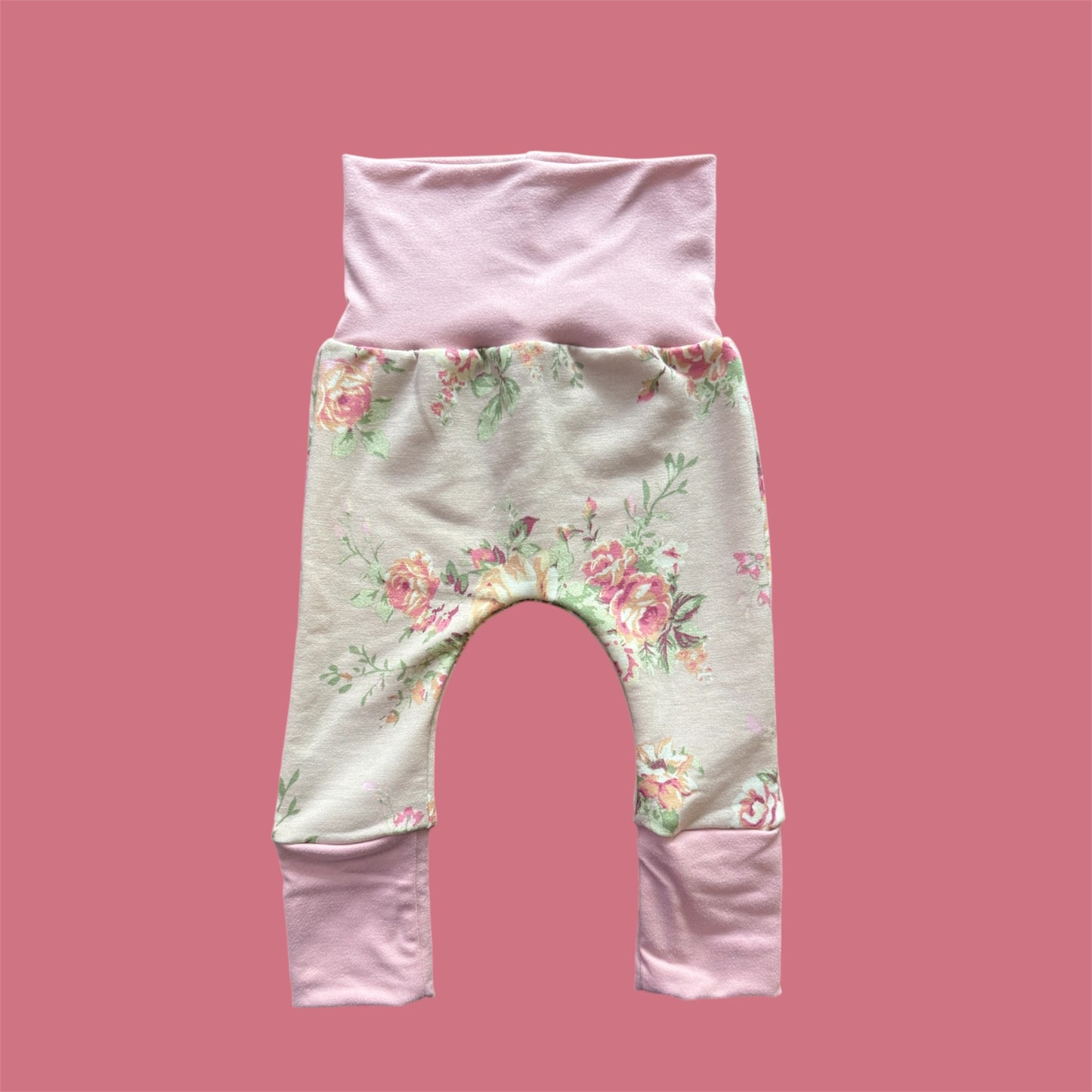 Pink Floral French Terry Grow with Me Pants