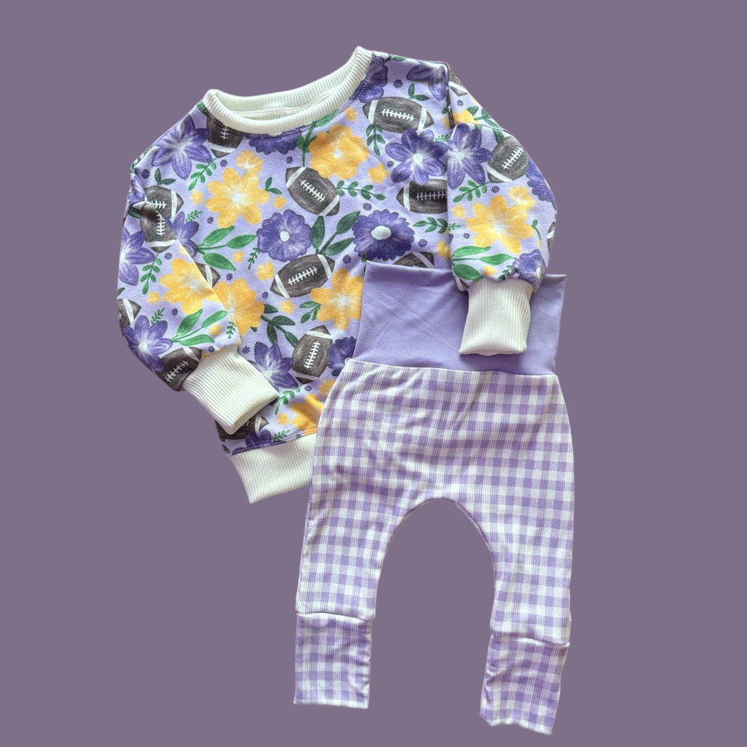 Lavender Gingham Grow with Me Pants