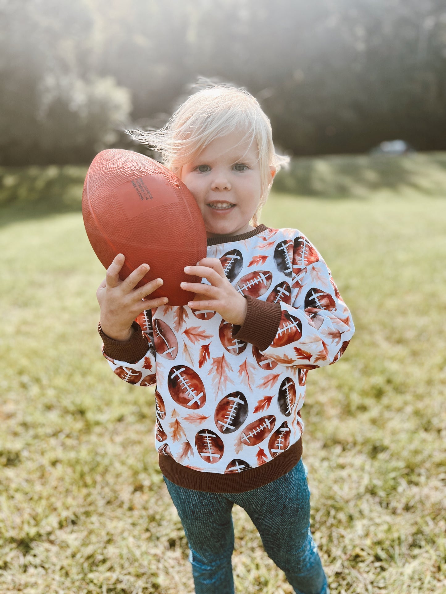 Fall Football Original Crewneck with Brown Ribbing