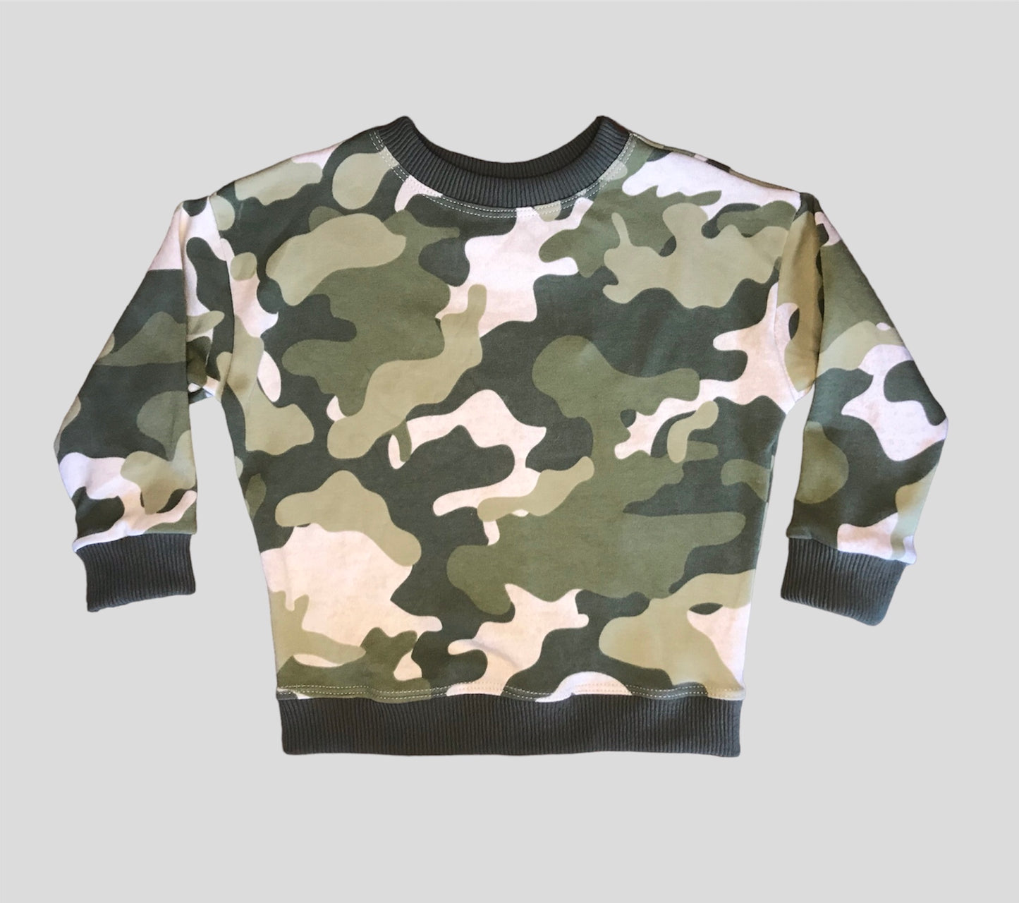 Camo with Olive Green Ribbing Sweatshirt