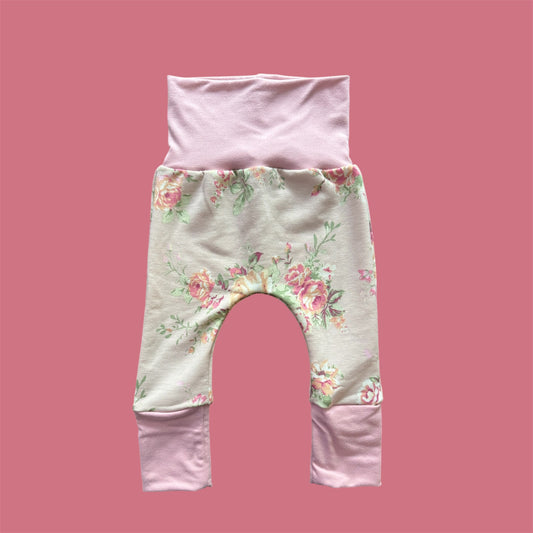 Pink Floral French Terry Grow with Me Pants