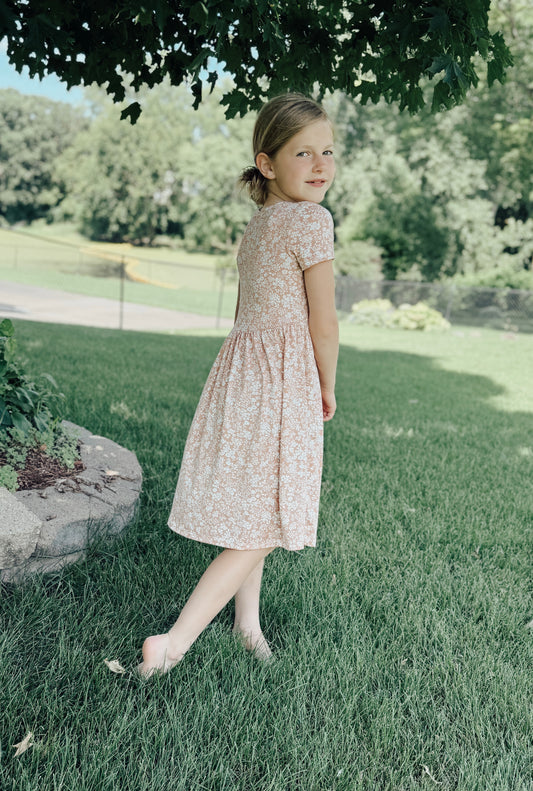 Peach Floral Grow with Me Dress