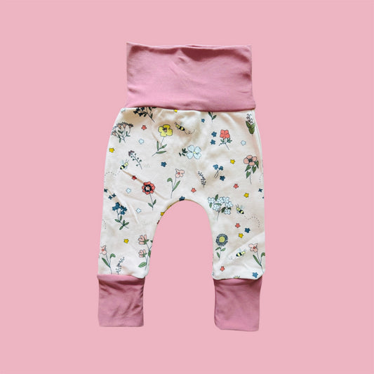 Pink Floral Garden Grow with Me Pants