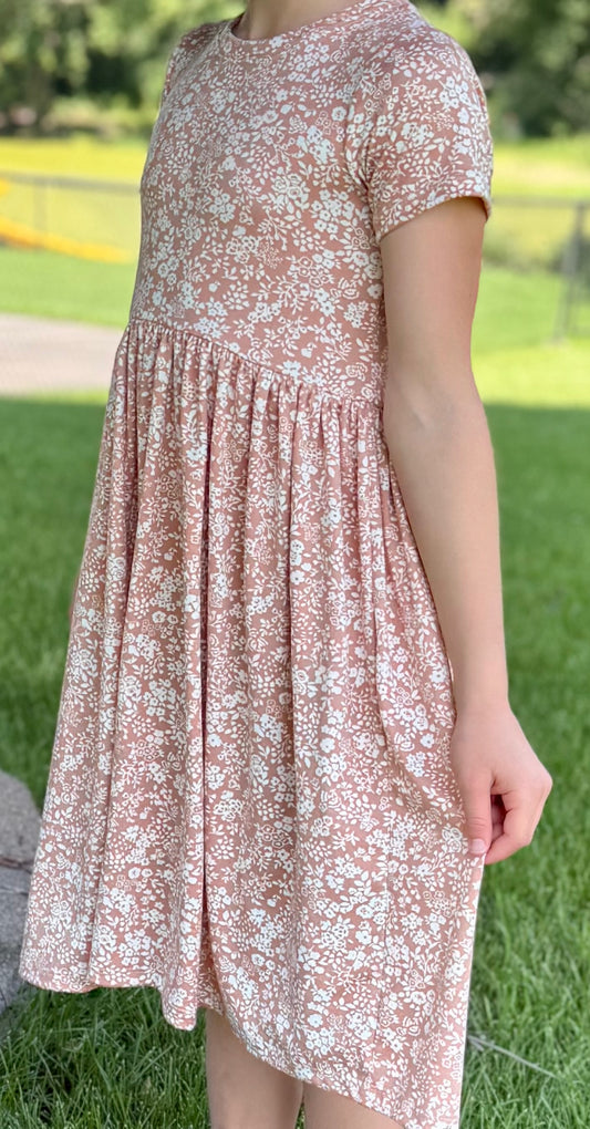 Peach Floral Grow with Me Dress