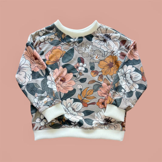 Custom Grey Floral Original Crewneck Sweatshirt