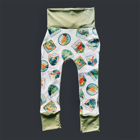 Dinosaur Patches with Green Bands Grow with Me Pants