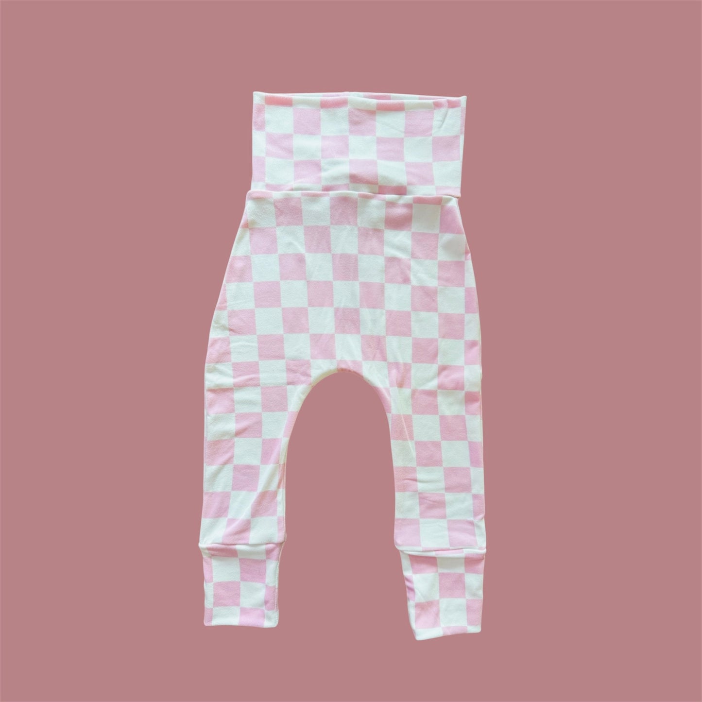 Pink and White Checkered Grow with Me Pants