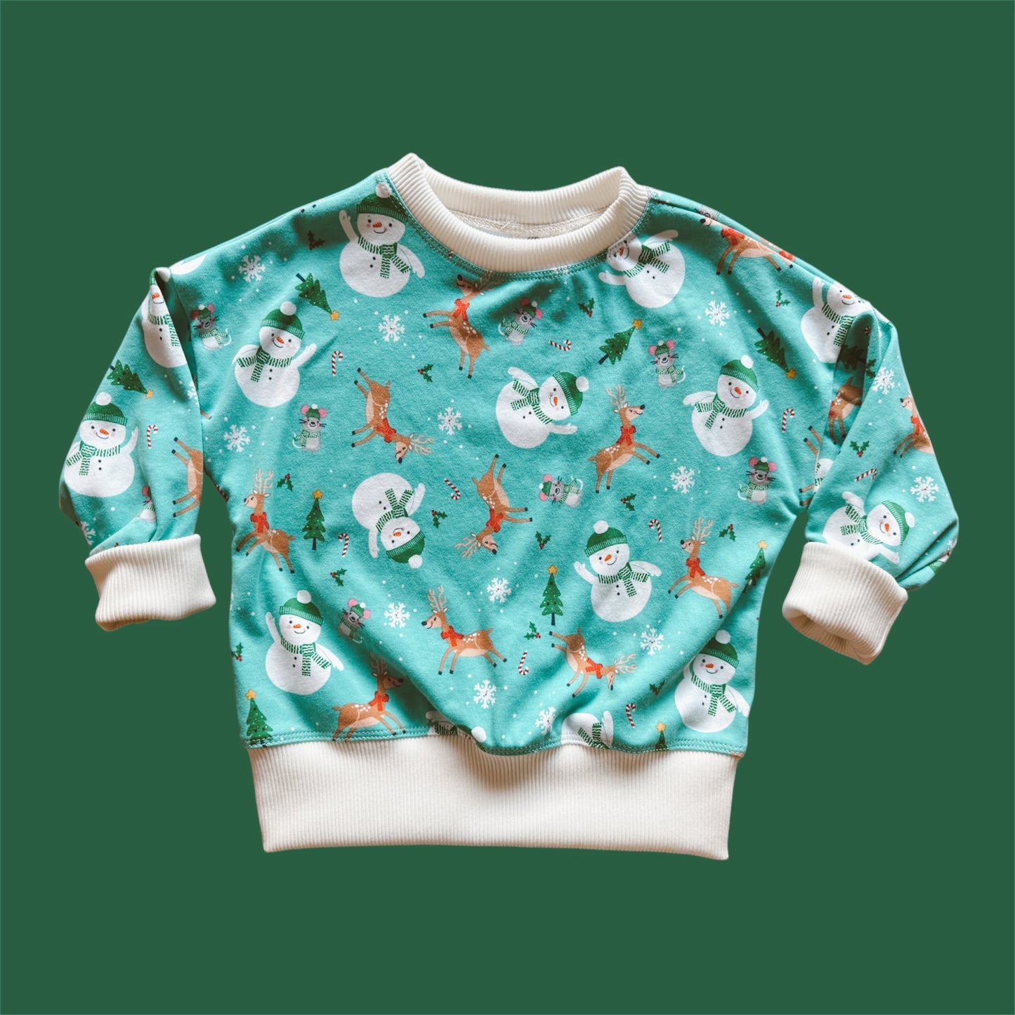 Teal Snowman Grow with Me Oversized Sweatshirt