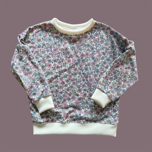 Blue and Pink Floral French Terry Original Crewneck