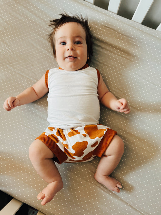 Orange Cow Print Cotton Shorties