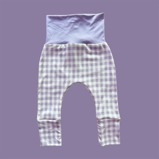 Lavender Gingham Grow with Me Pants