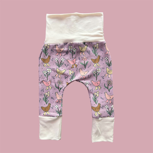 Mauve with Cream Chicken Grow with Me Pants