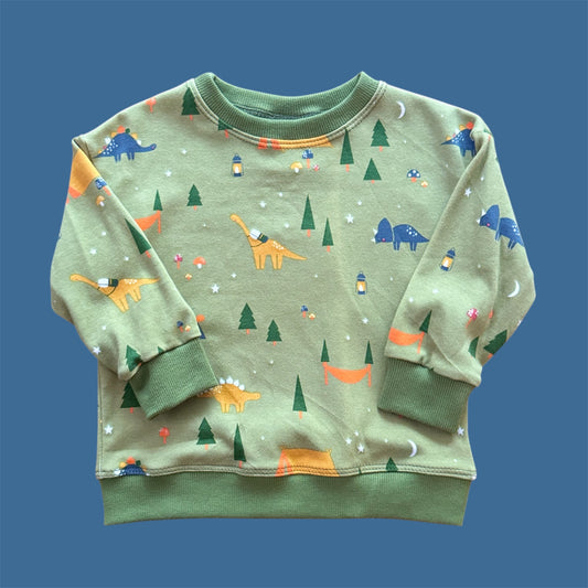 Dinosaurs Camping Cotton Original Crewneck Sweatshirt