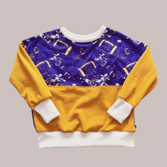 Color Blocked Vikings Football Oversized Grow with Me Sweatshirt