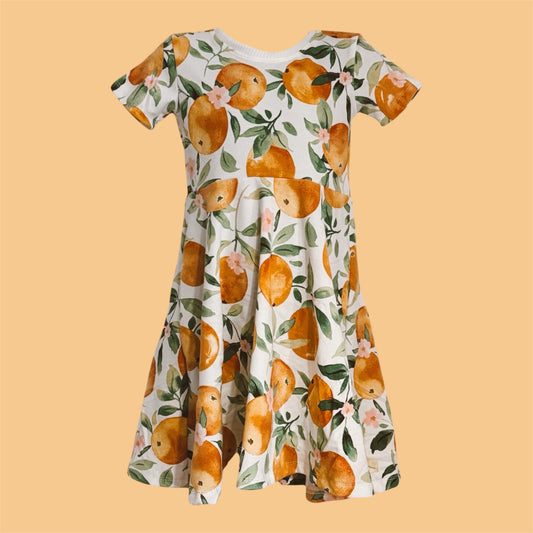 open lace back dress Emily & Fin Margot Midi Dress Mini Summer Oranges main image 1