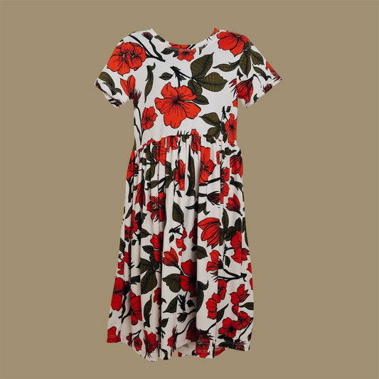 Tropical Hibiscus Floral Long Grow with Me Dress