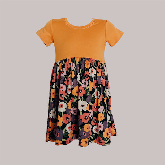 Orange Floral Long Grow with Me Dress