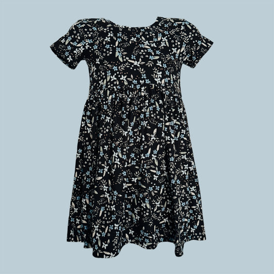 Black with Blue Floral Grow with Me Dress Long