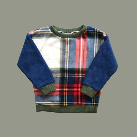 Blue, Red, and Green Plaid Original Fleece Crewneck