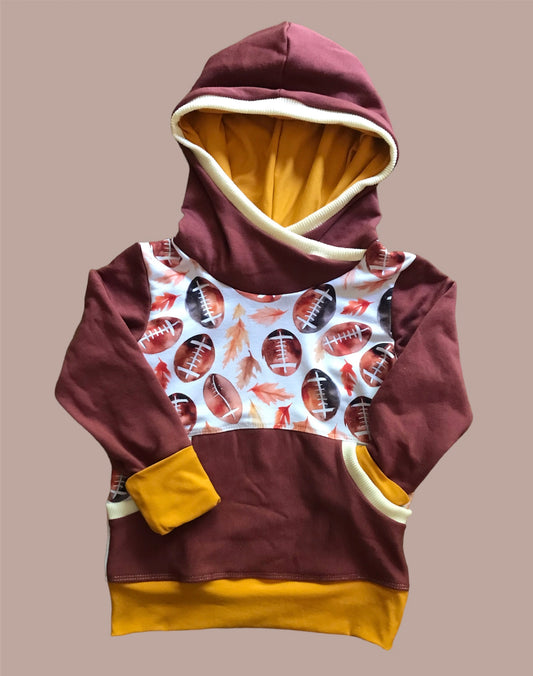 Fall football Grow with Me Color Block Hoodie